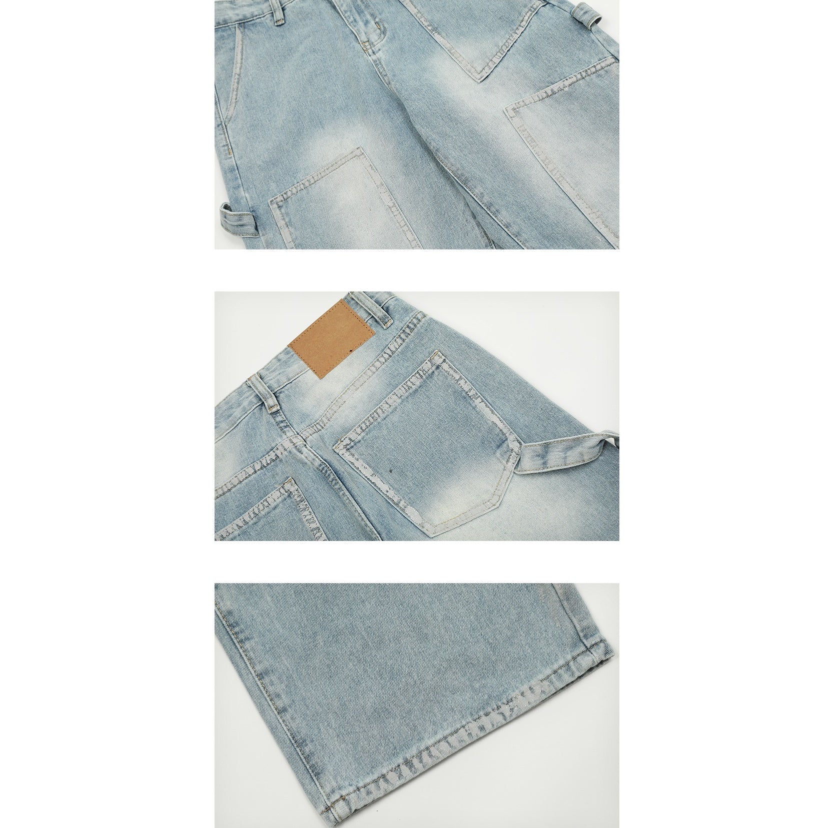 Retro Wash Spliced Loose Baker Jeans MB7053