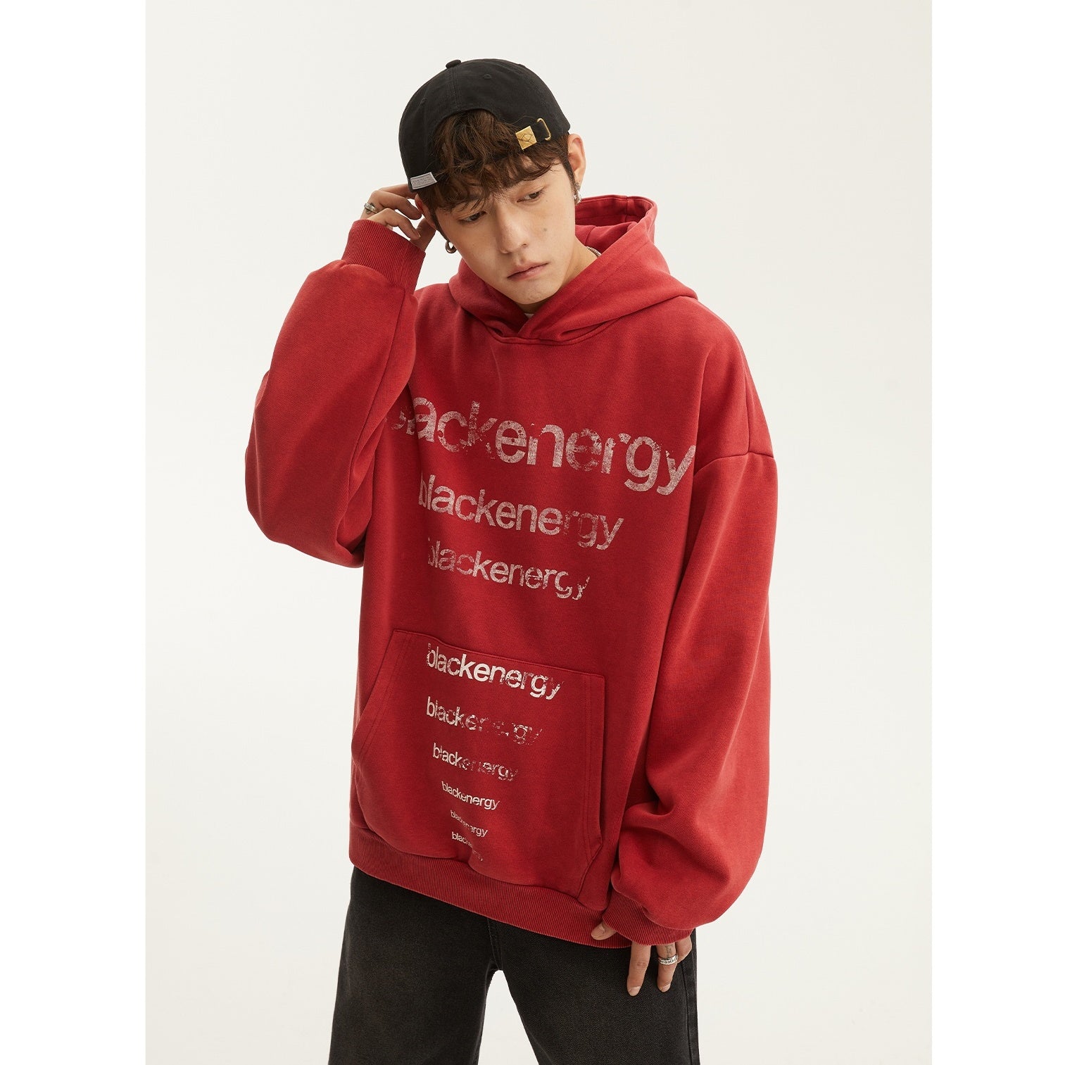 Distressed Letter Print Hoodie MB7105