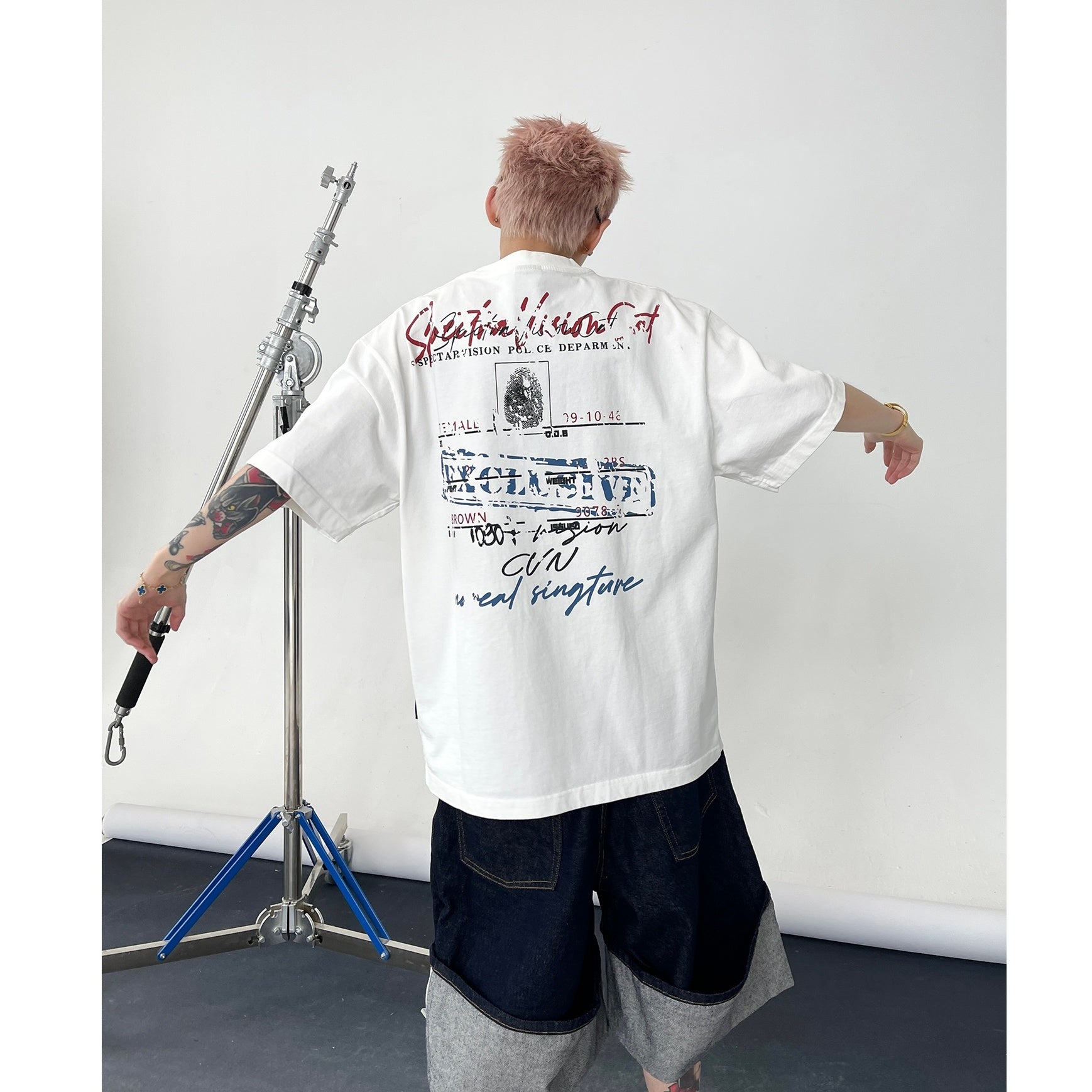 Vintage Stamp Print T-shirt EAT127