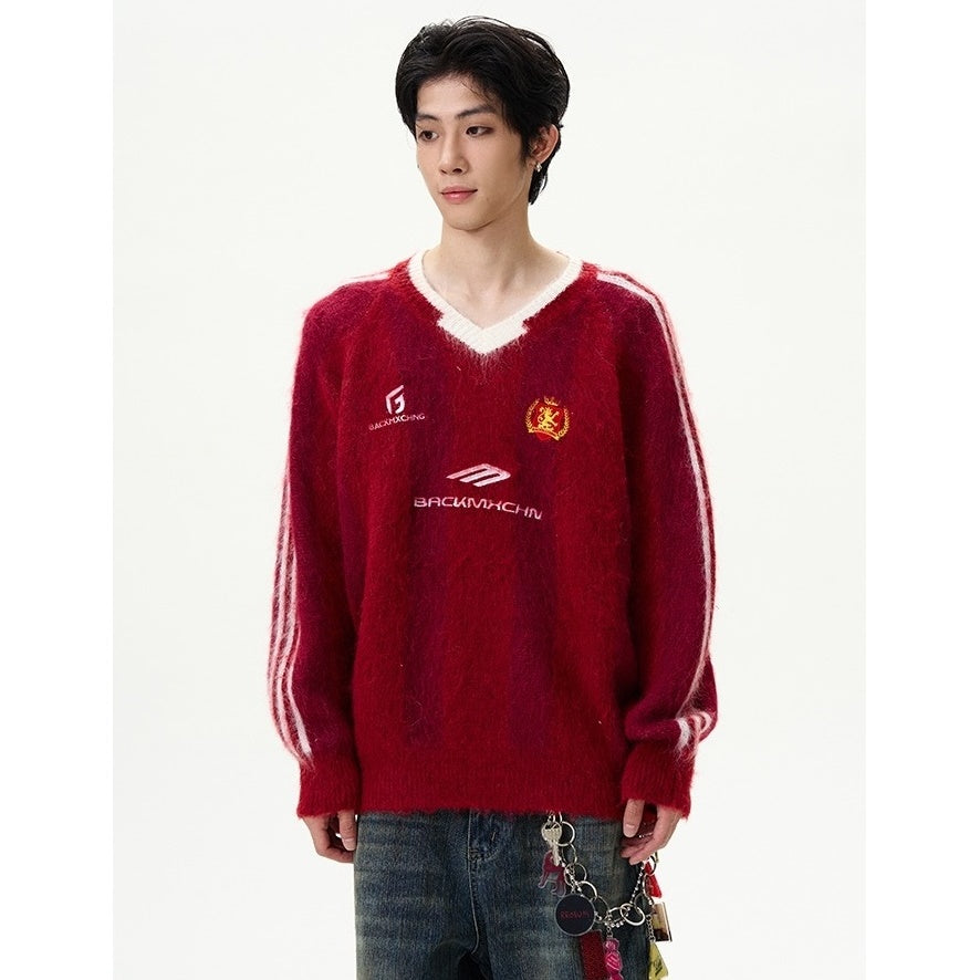 Embroidered Letter Line Sleeve Sweater MB7097