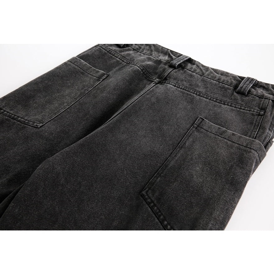 Curve Stitch Washed Loose Straight Jeans MB7233