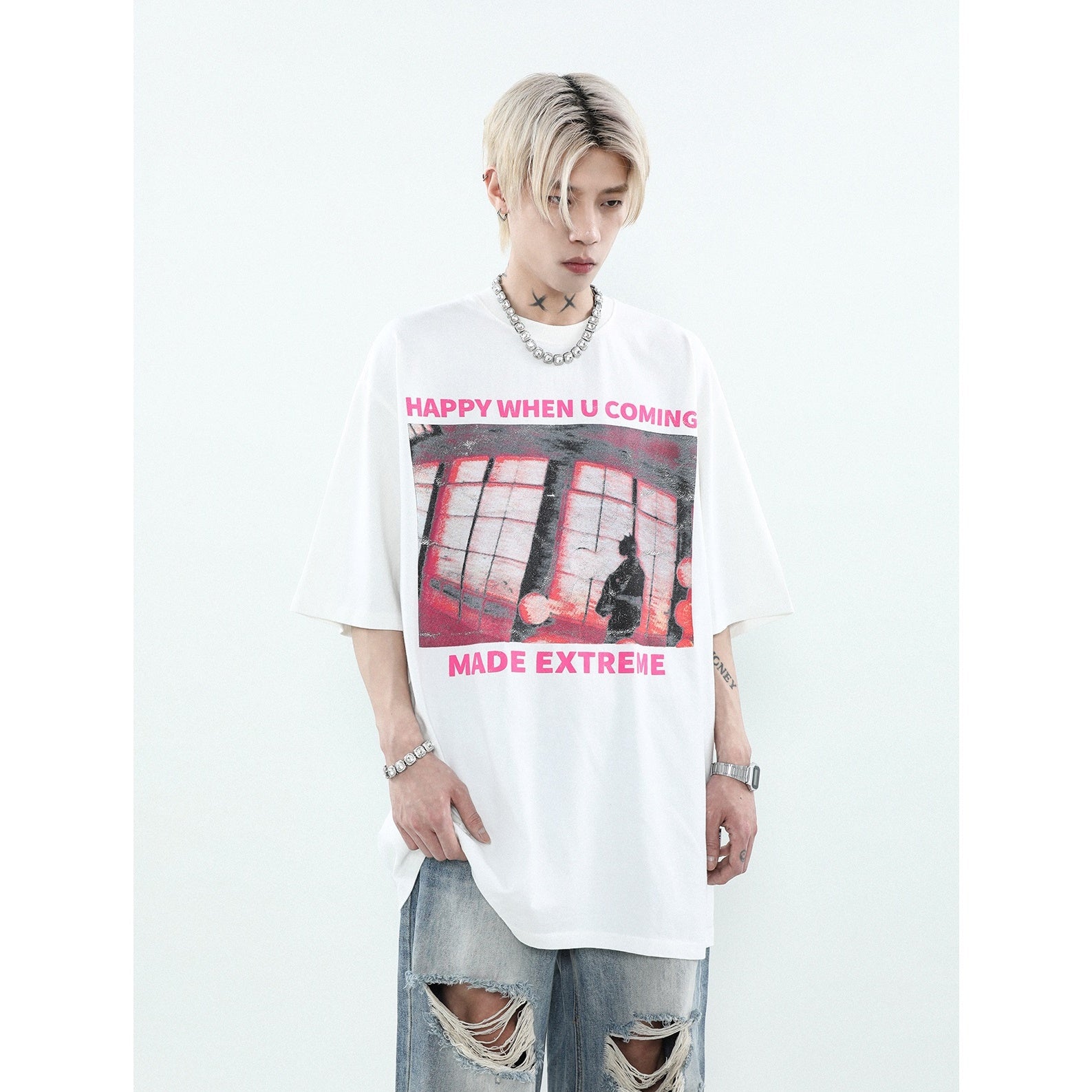 Print Loose Crew Neck T-shirt MR041