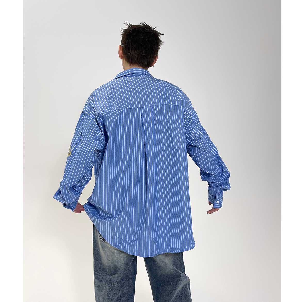 Letter Print Stripe Long Sleeve Shirt EAT076