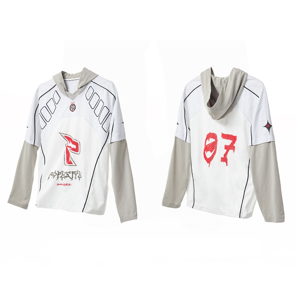 Fake Two-piece Long-sleeved Hooded T-shirt MB7320