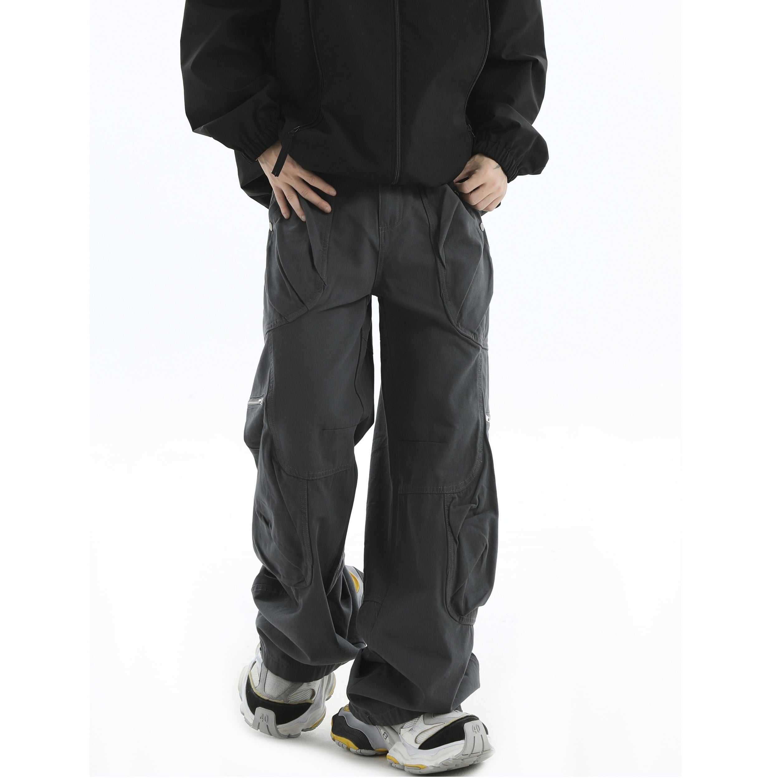 Zipper Multi-Pocket Loose Cargo Pants IN7049