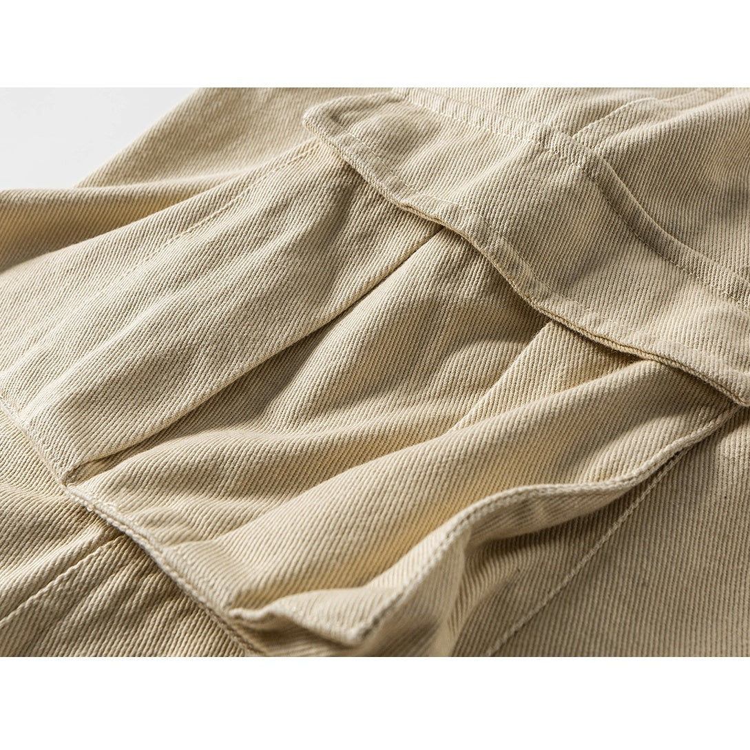 Double-pleated Wide-leg Cargo Pants NA7005