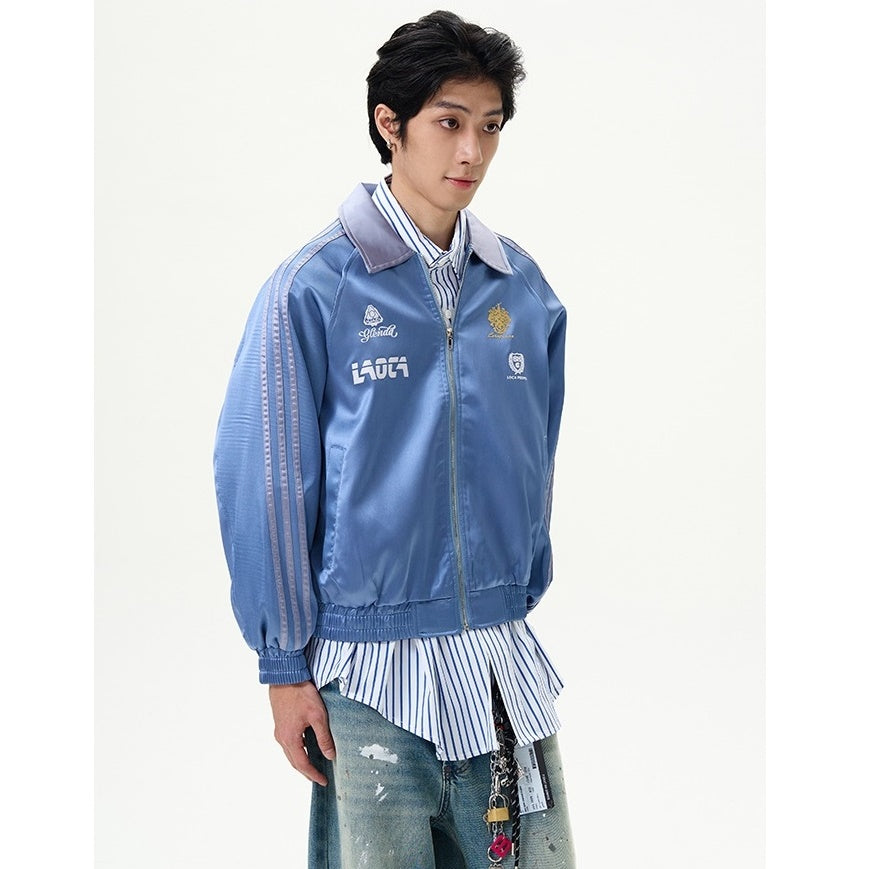 Three-bar Casual Shiny Sports Zipper Jacket MB7098