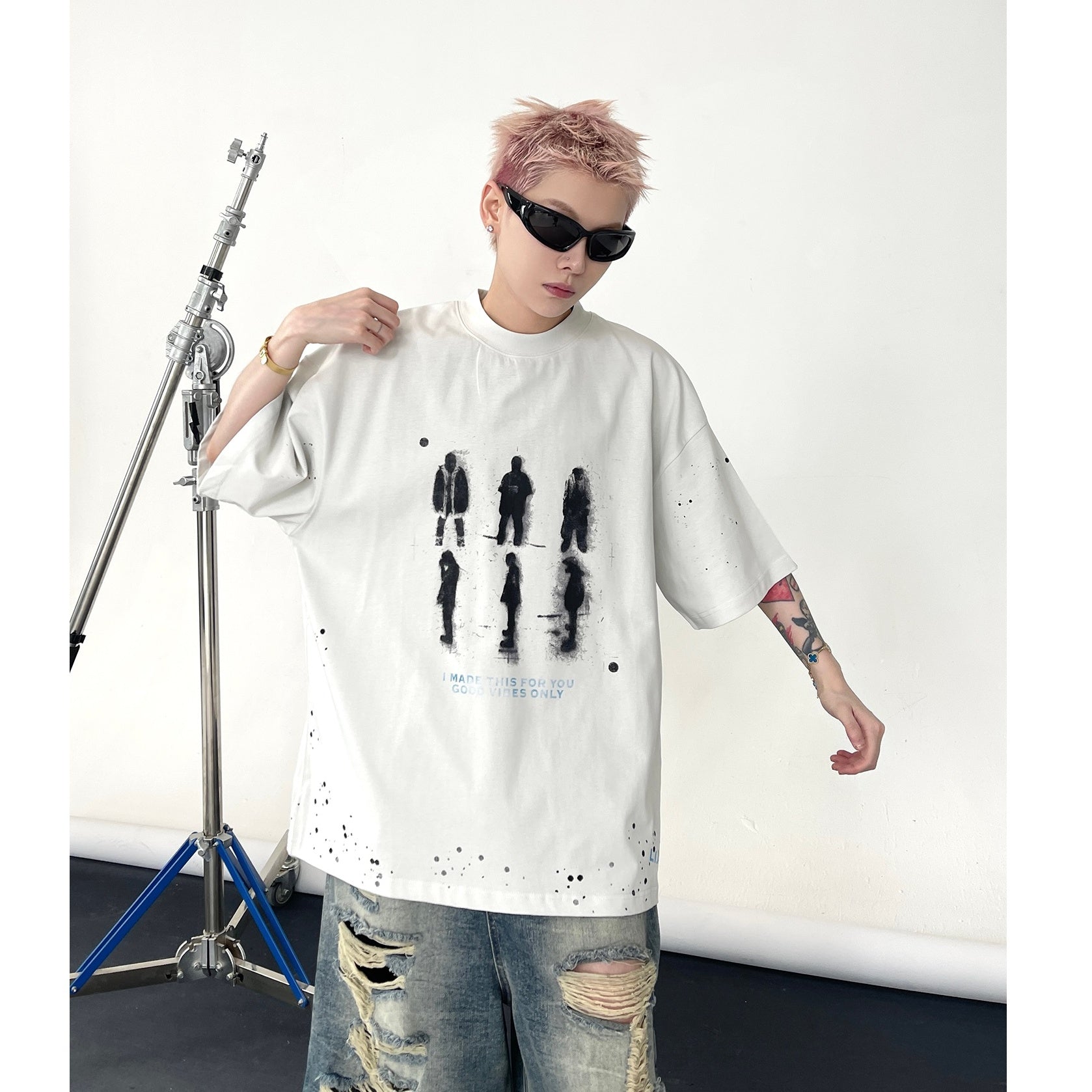 Ink Splash Blur Man Print Oversize T-shirt EAT137