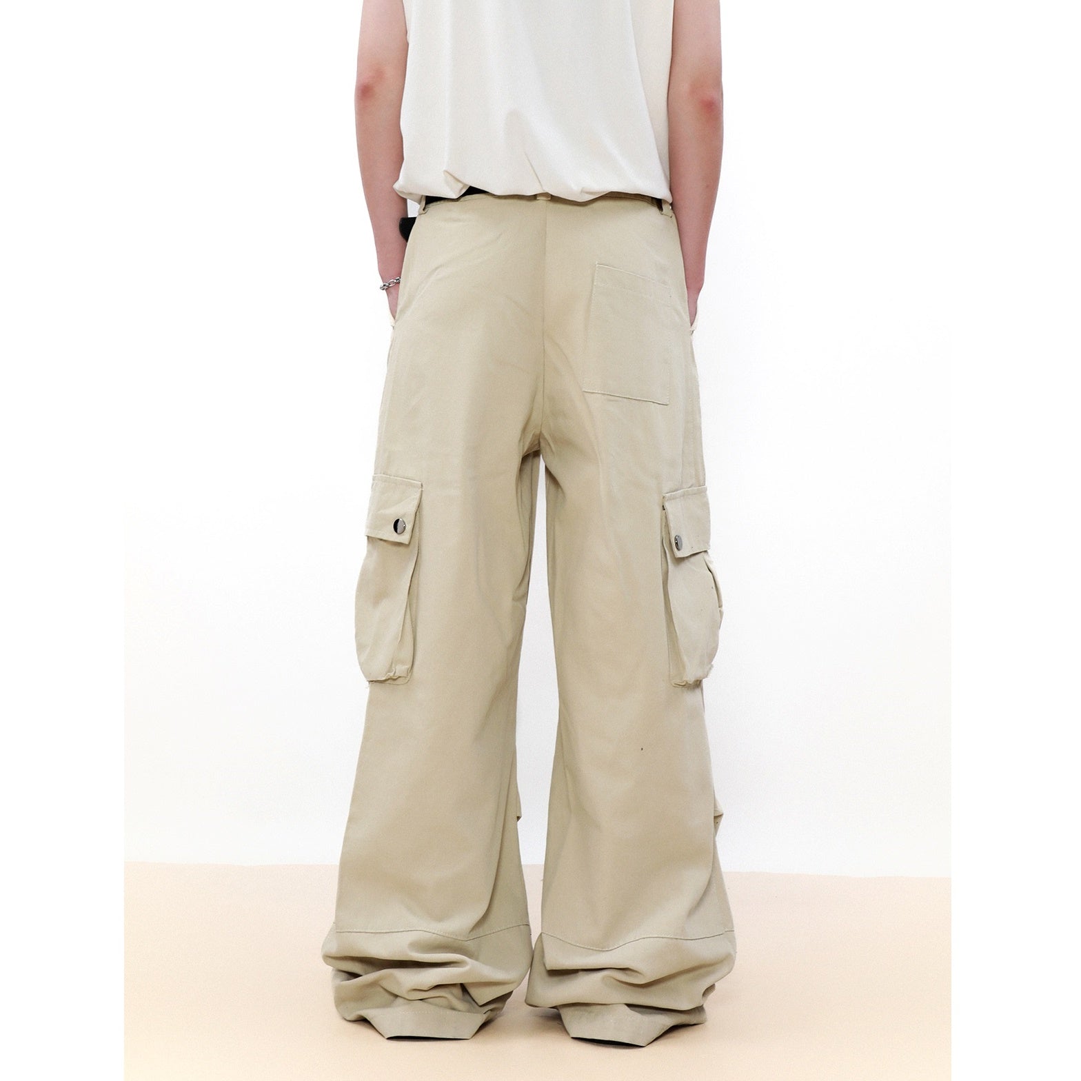 Straight Wide-leg Cargo Pants With Charm MB7050