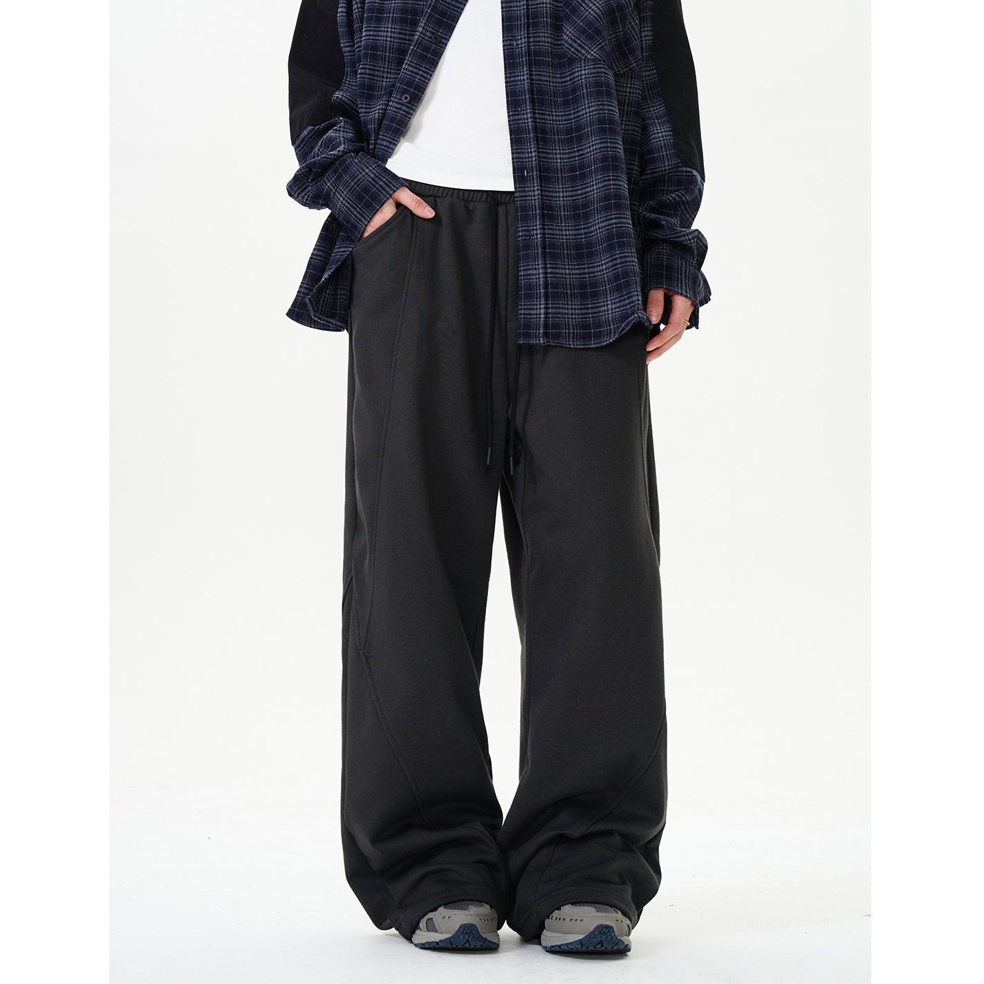 Embroidery Split Loose Straight Sweatpants NA7011