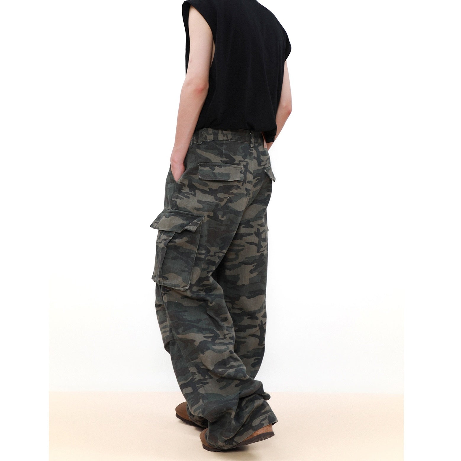 Wide-leg Straight Camouflage Cargo Pants MB7042