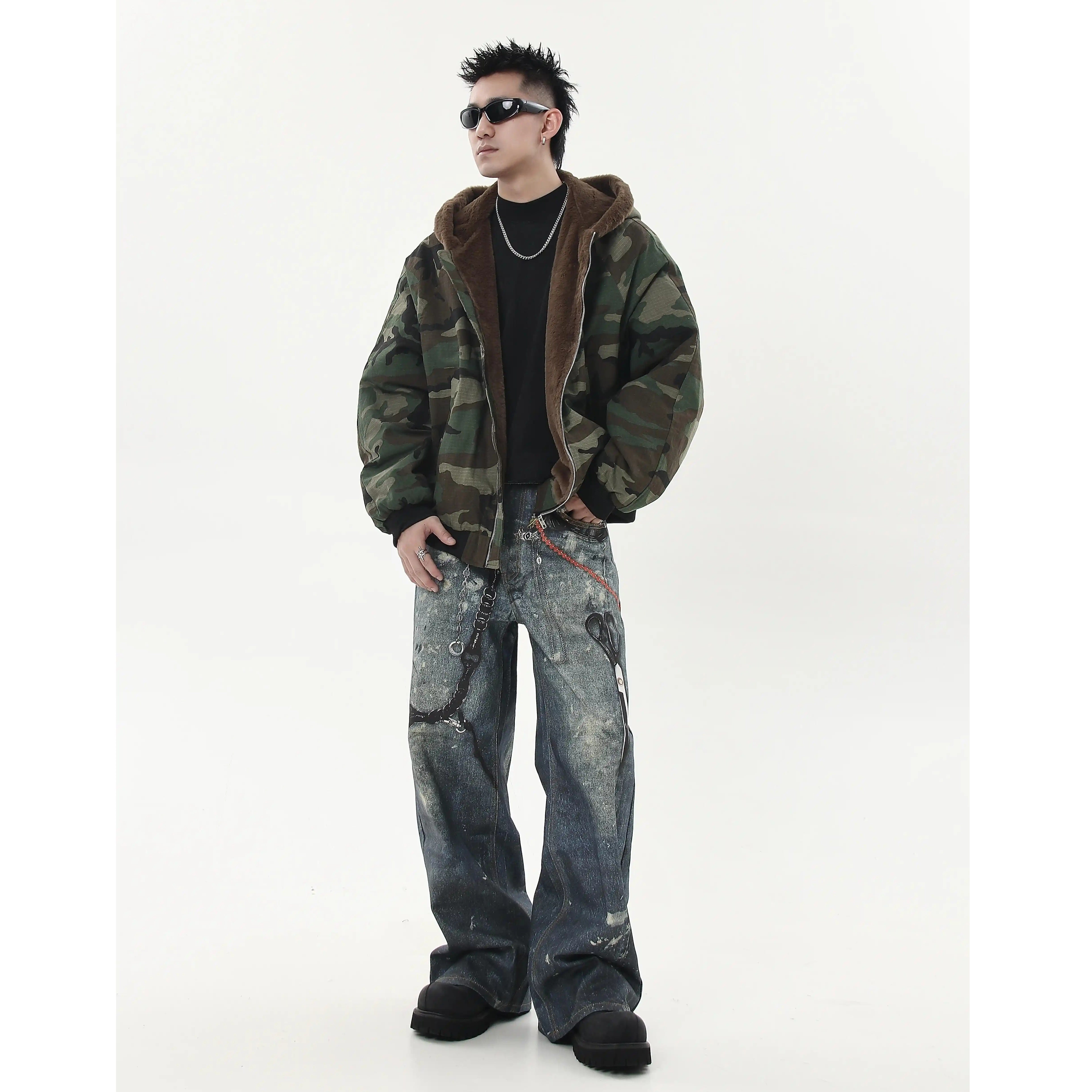 Camouflage Fur Collar Hooded Jacket MB7241