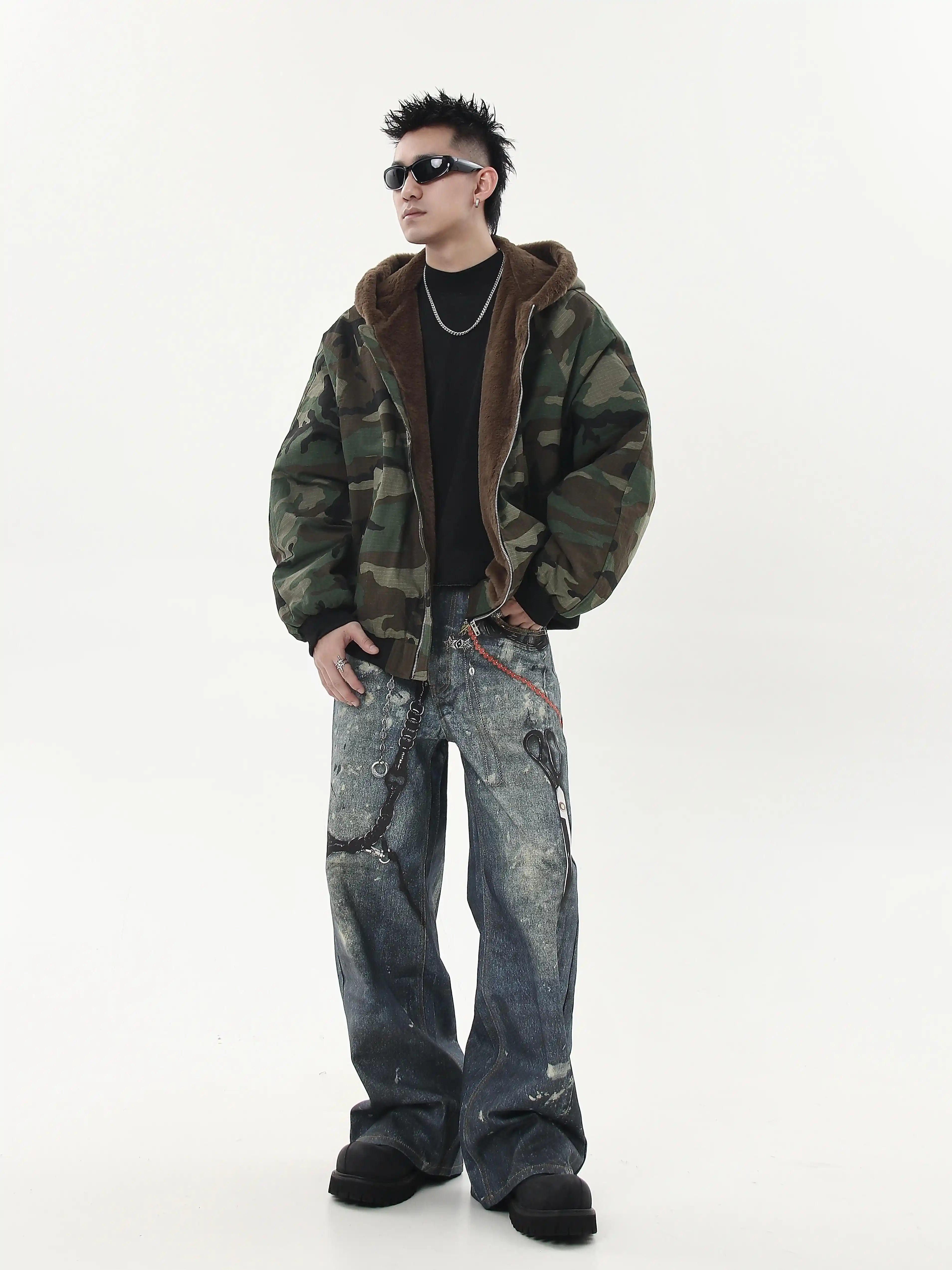 Camouflage Fur Collar Hooded Jacket MB7241