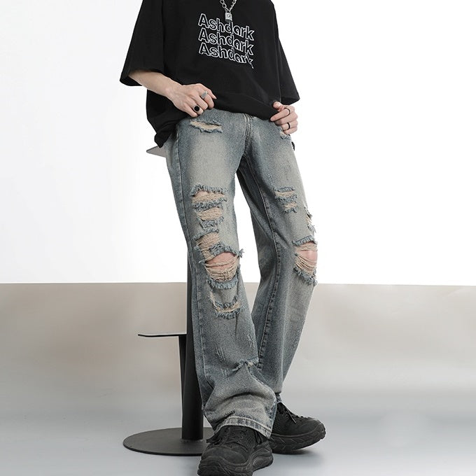 Ripped Loose Straight Jeans MB7008