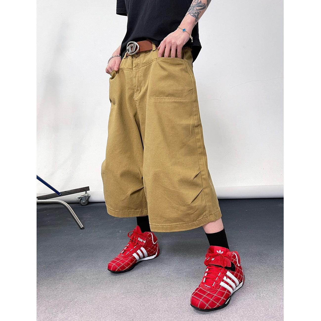 Washed Wide-leg Work Cropped Pants EAT118