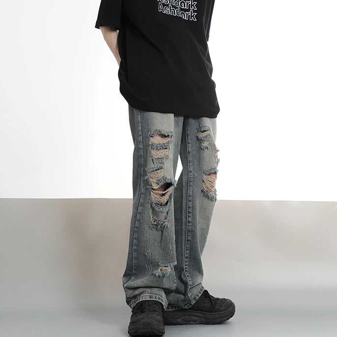 Ripped Loose Straight Jeans MB7008