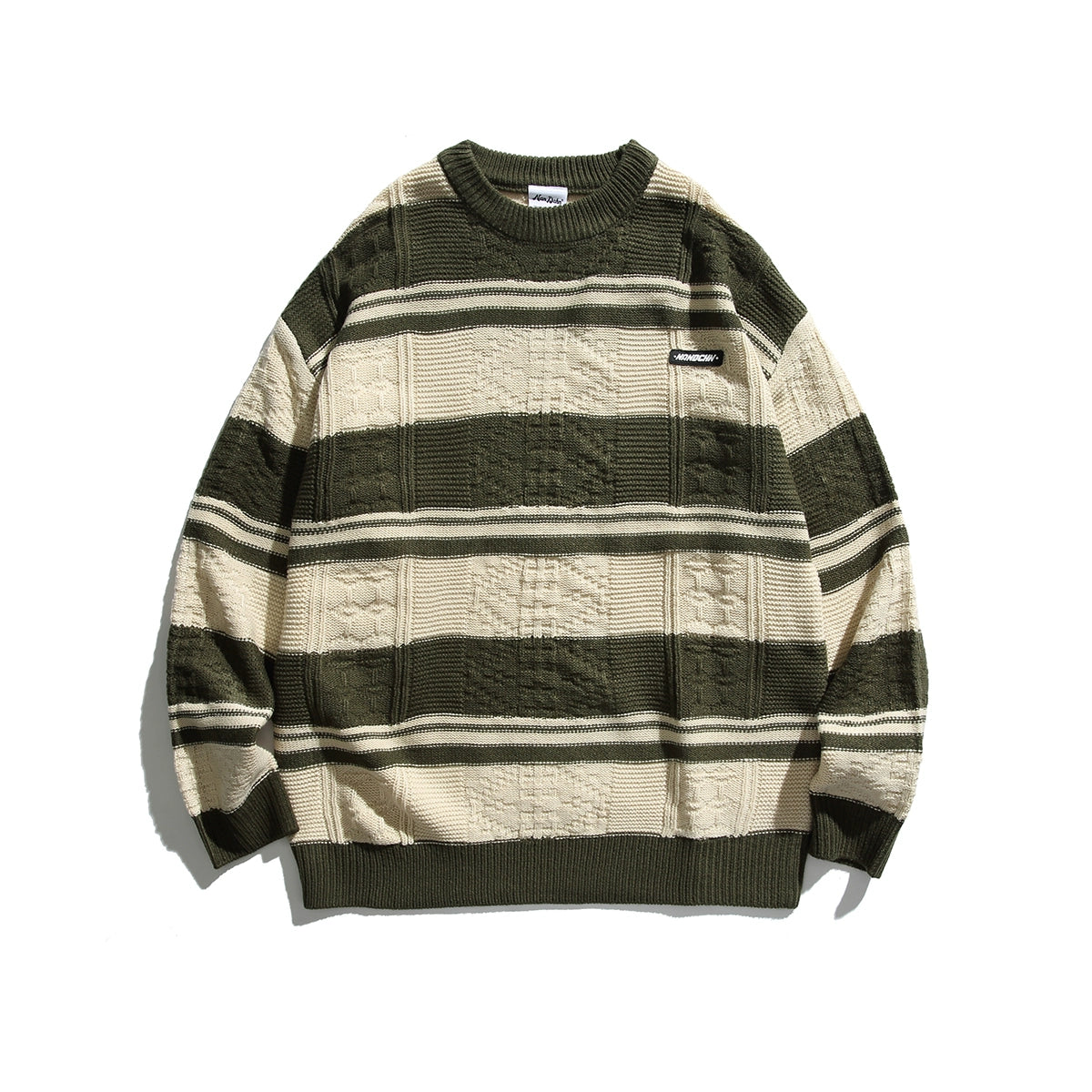 Contrasting Border Crewneck Loose Sweater MB7114