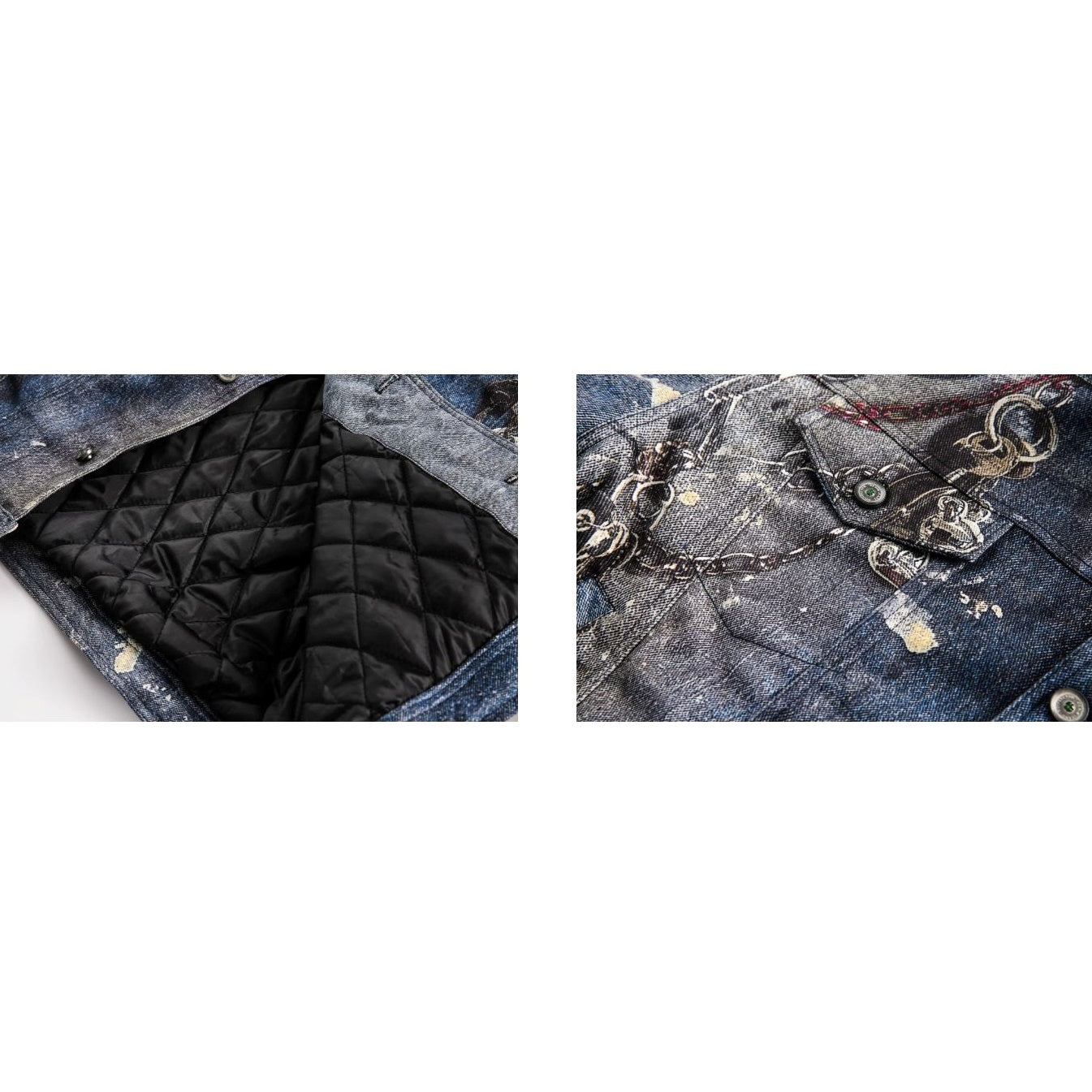 Street 3D Chain All-Print Denim Jacket MB7215