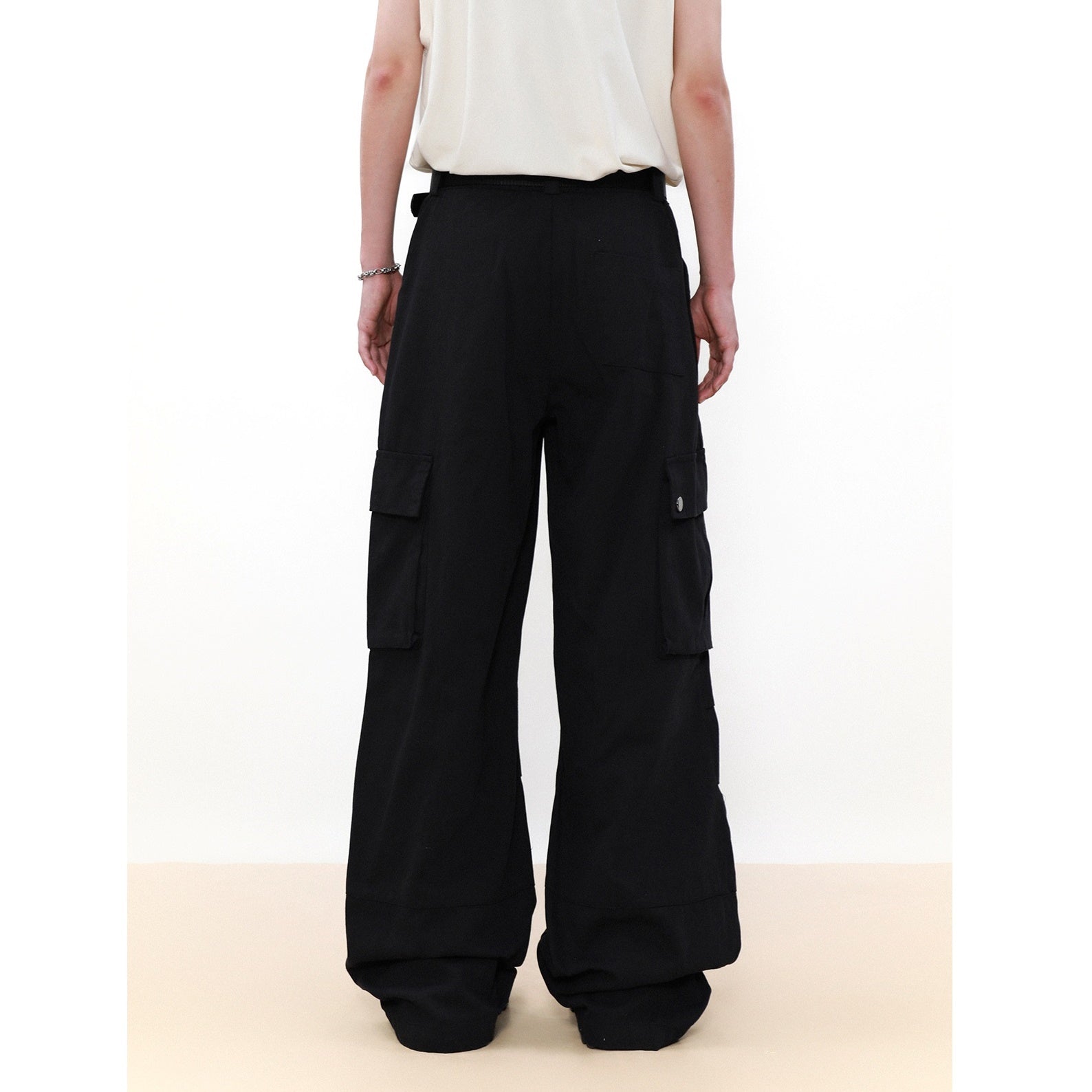 Straight Wide-leg Cargo Pants With Charm MB7050