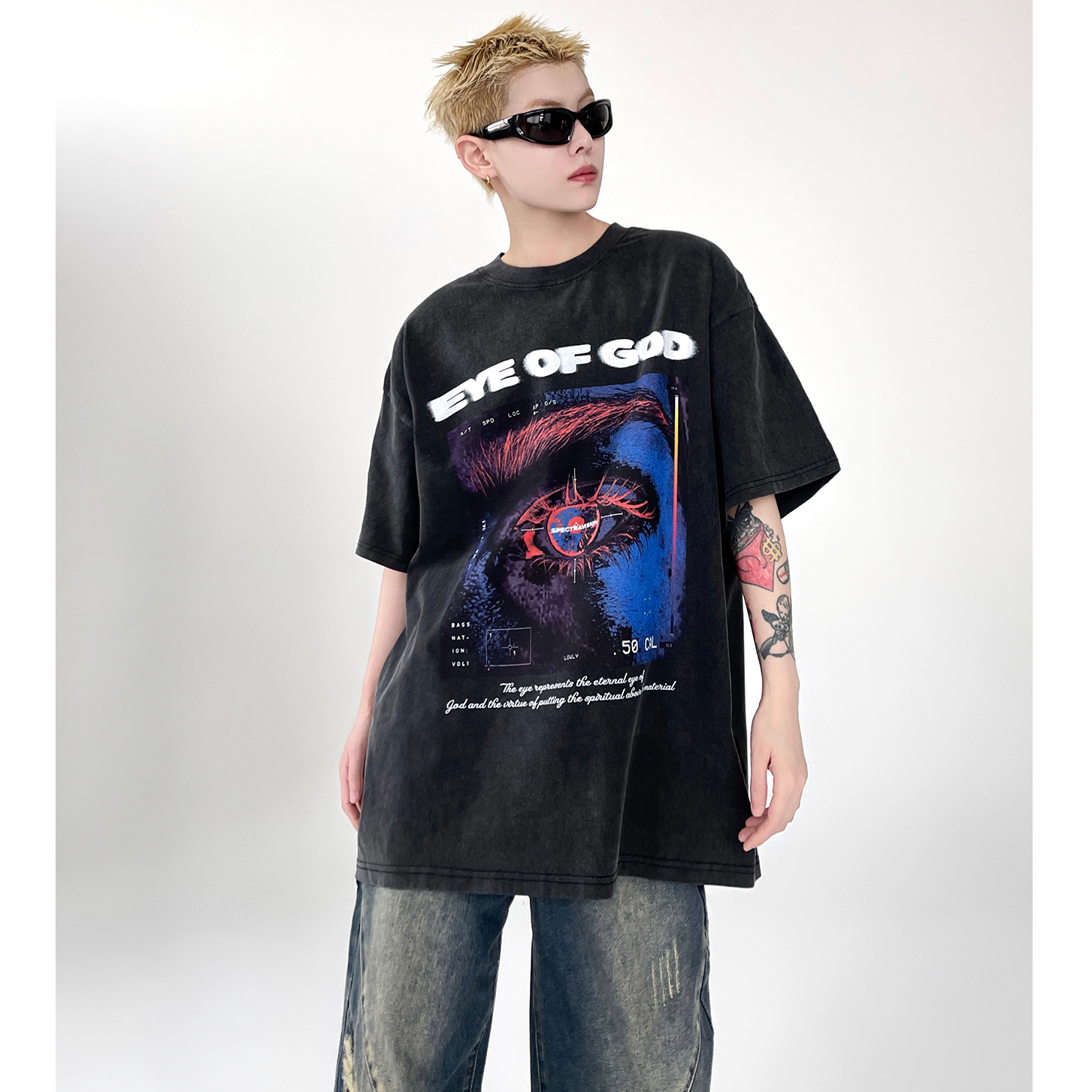 EYE OF GOD Vintage Wash Print T-Shirt EAT014