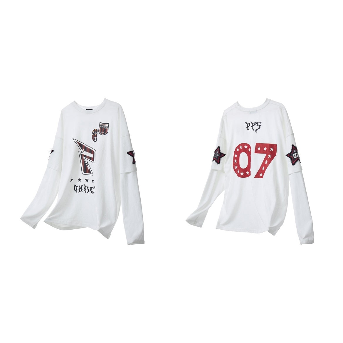 Racing Embroidery Fake Two Long Sleeve T-Shirts MB7319