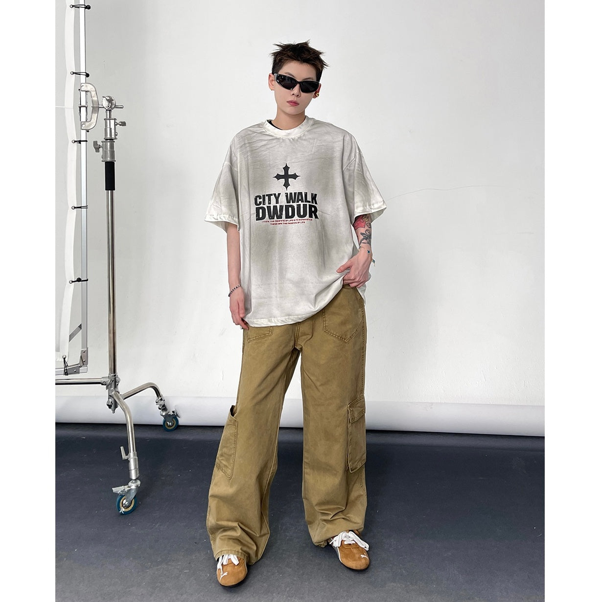 Vintage Distressed Wash Print T-shirt EAT126