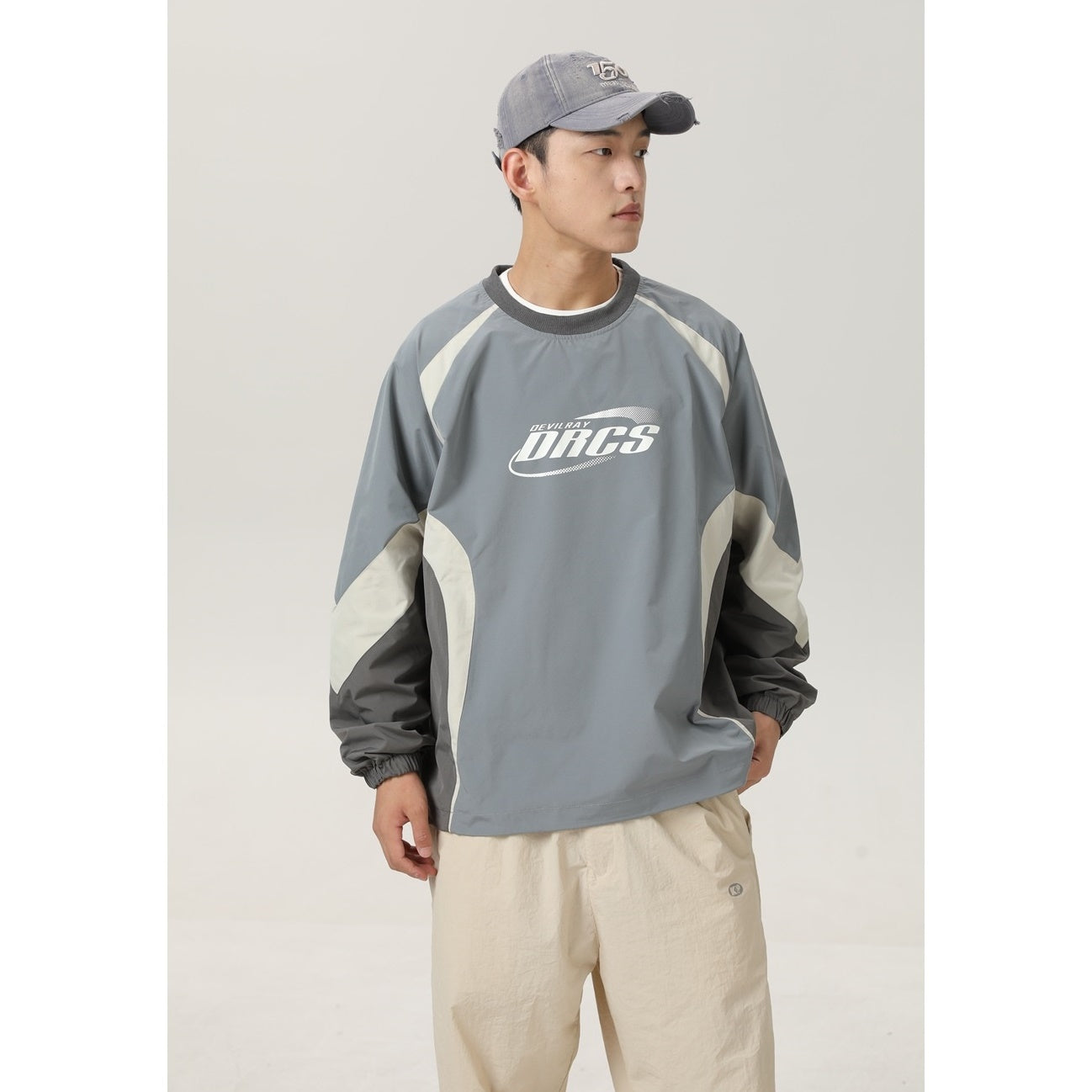 Contrasting Patchwork Athletic Pullover MB7025