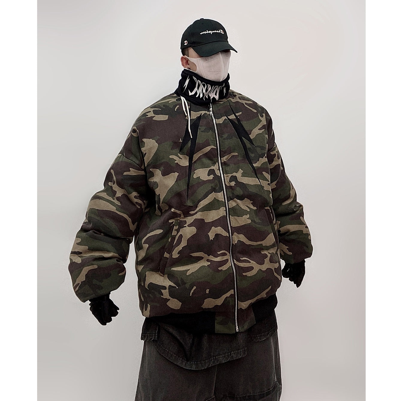 Camouflage Loose Baseball Padded Jacket UU7016