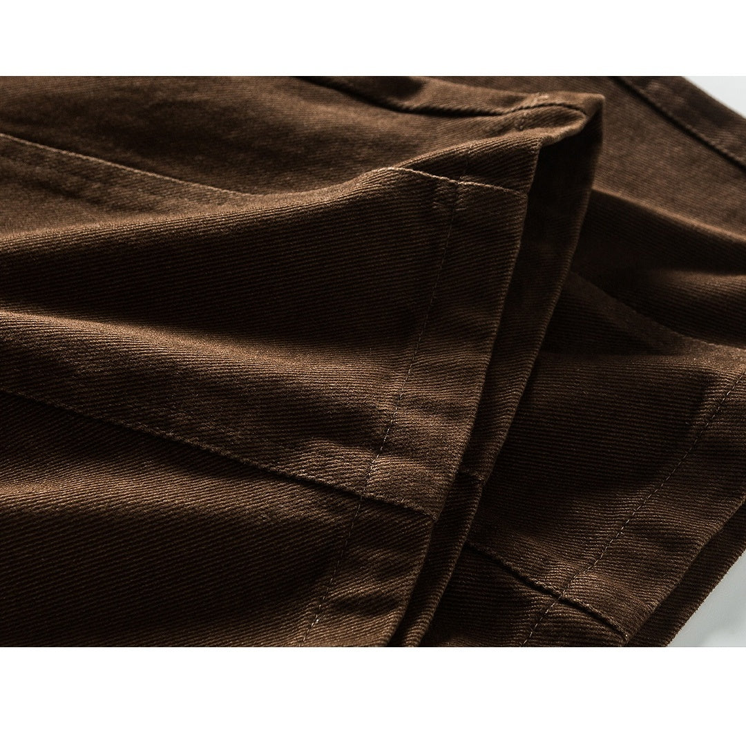 Washed Distressed Switching Design Wide Pants NA7009