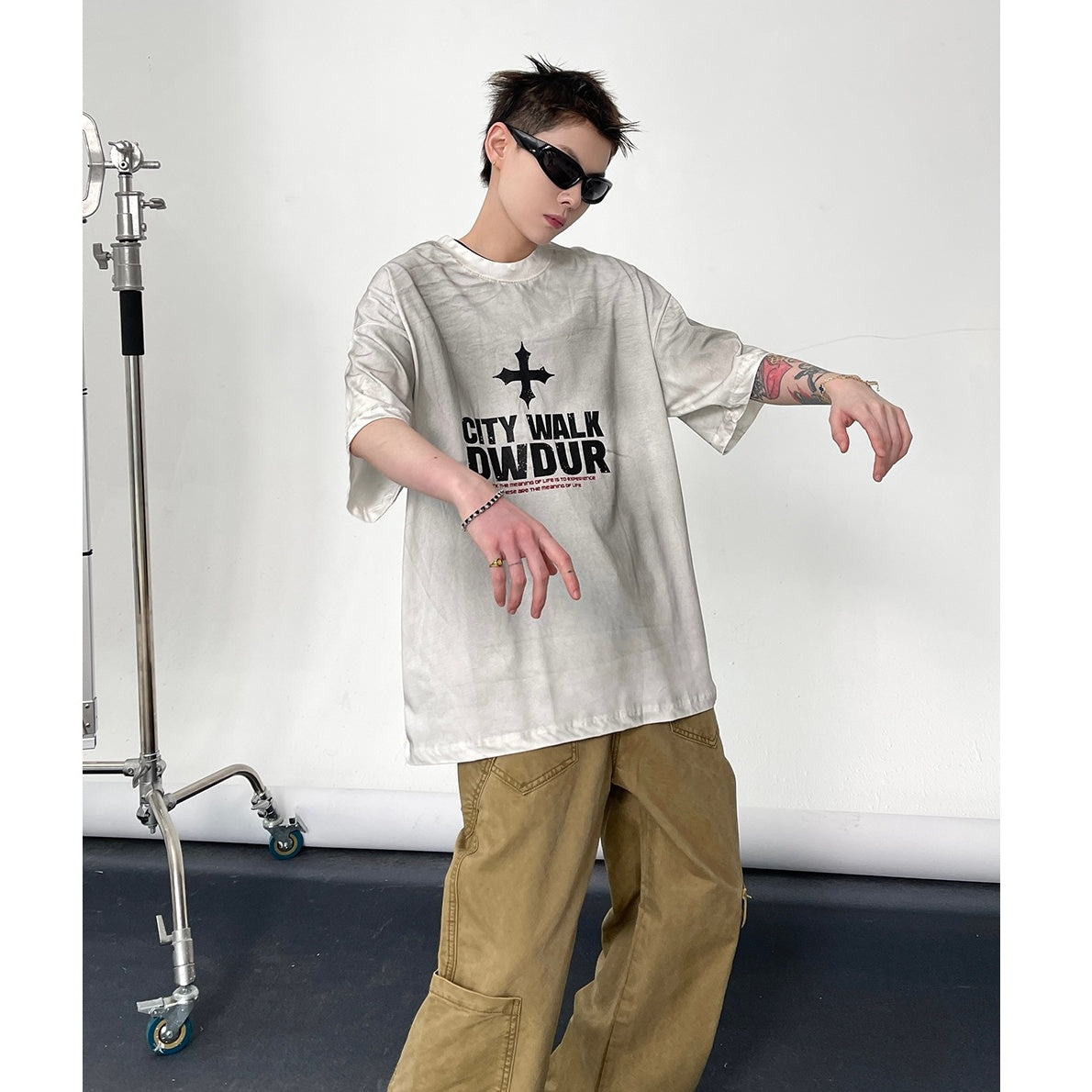 Vintage Distressed Wash Print T-shirt EAT126