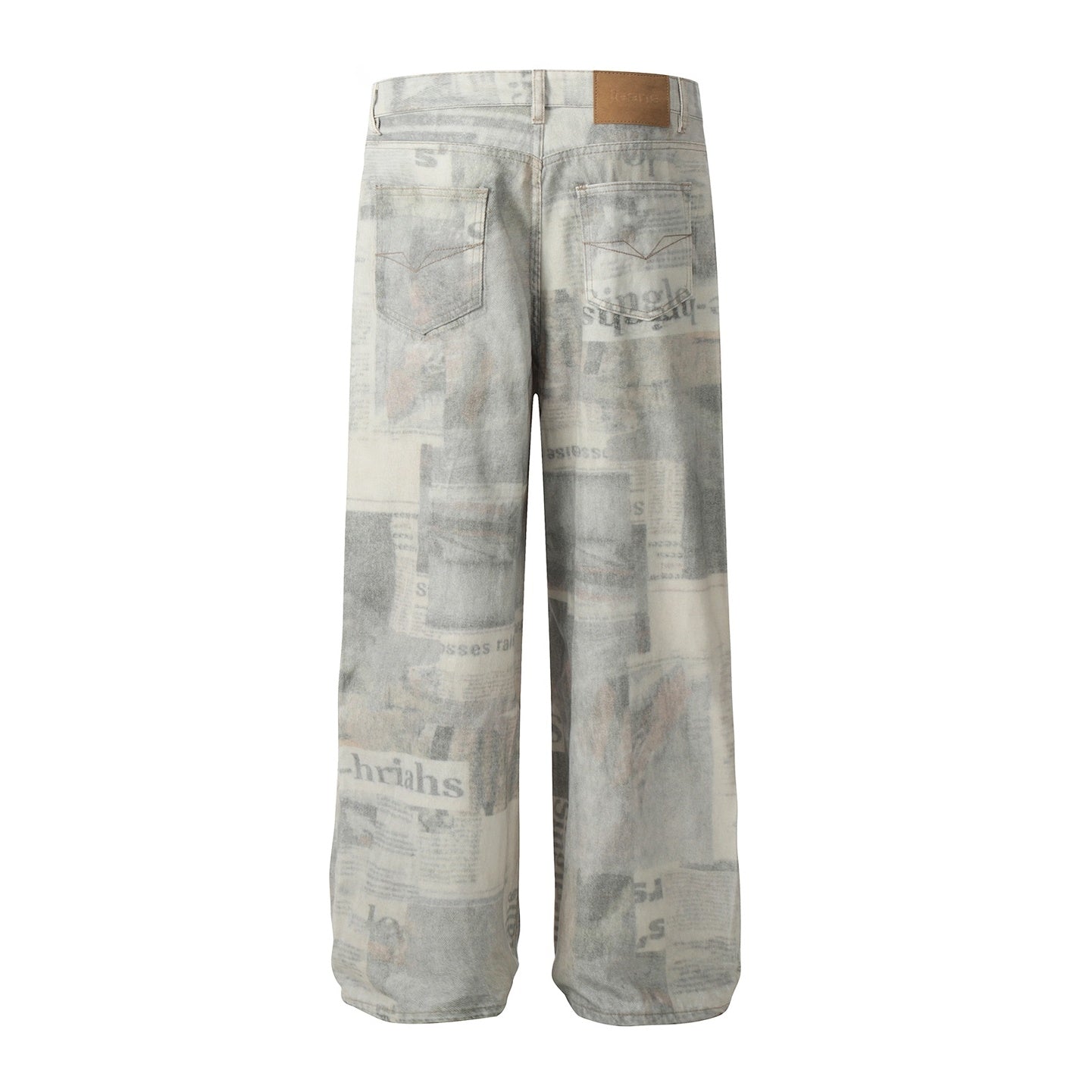 Graffiti Distressed Newspaper Pattern Jeans MB7090