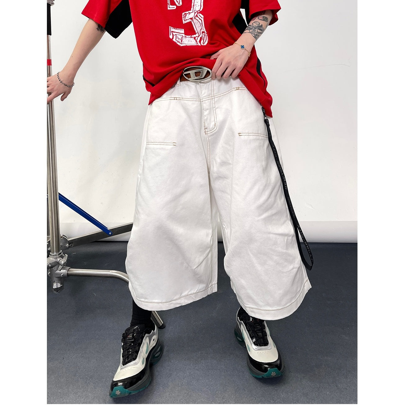 Washed Wide-leg Work Cropped Pants EAT118