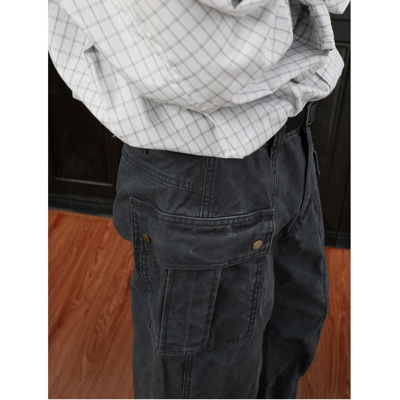 Pleated Design Washed Cargo Pants MB7314