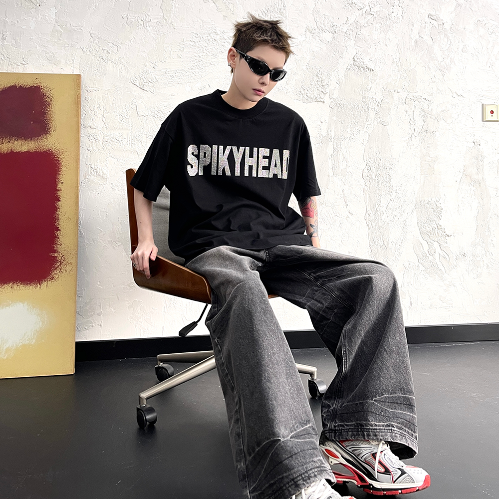 RhineStone Letter Print T-Shirt EAT106
