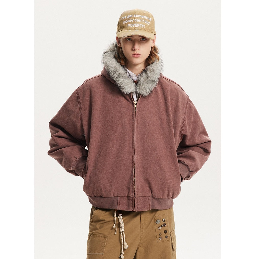 Fur Collar Hooded Wash Cotton Jacket MB7263