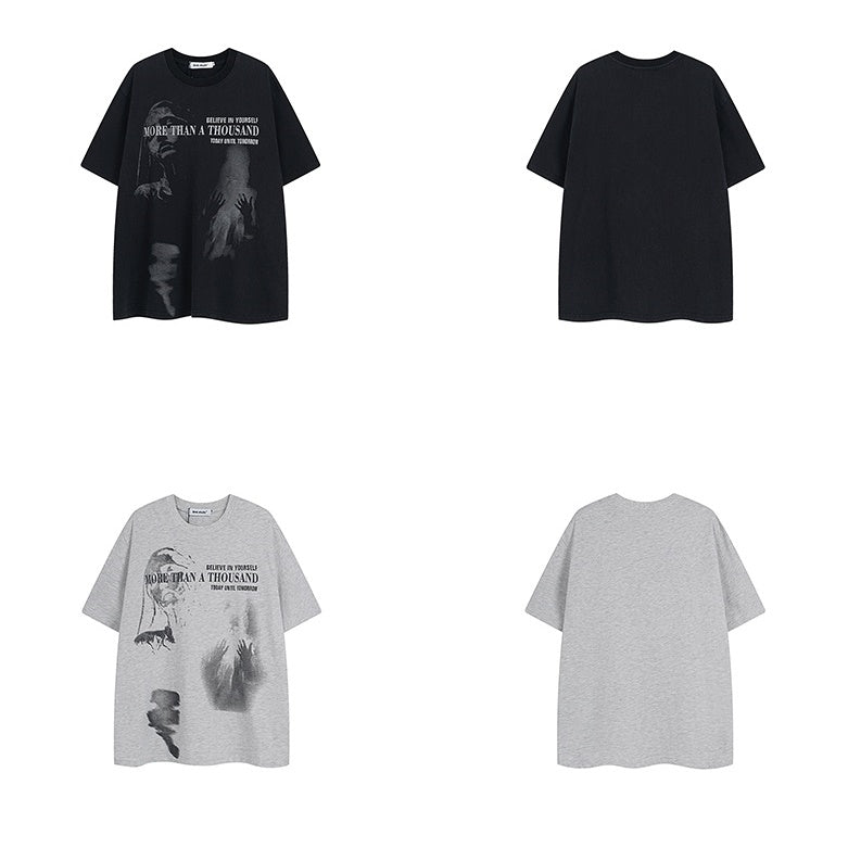 Blurred Figure Print T-shirt MR038