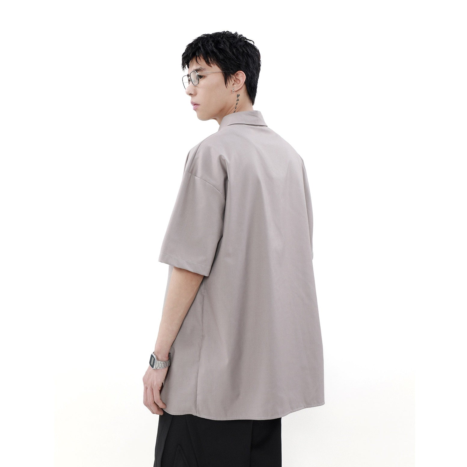 Tuck Pleated Design Short-sleeved Shirt MR021