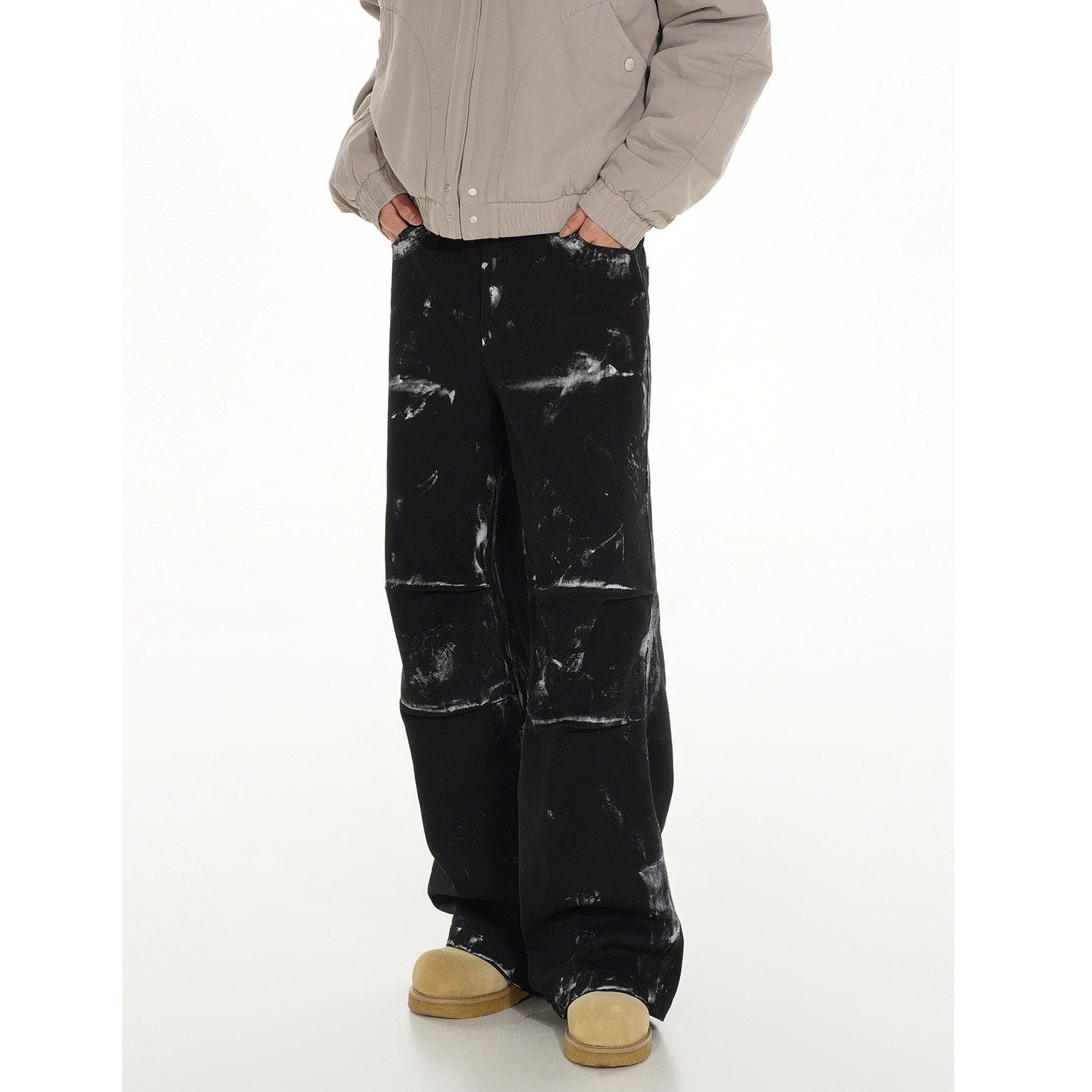 Hand-Painted Pleated Design Casual Pants MB7236