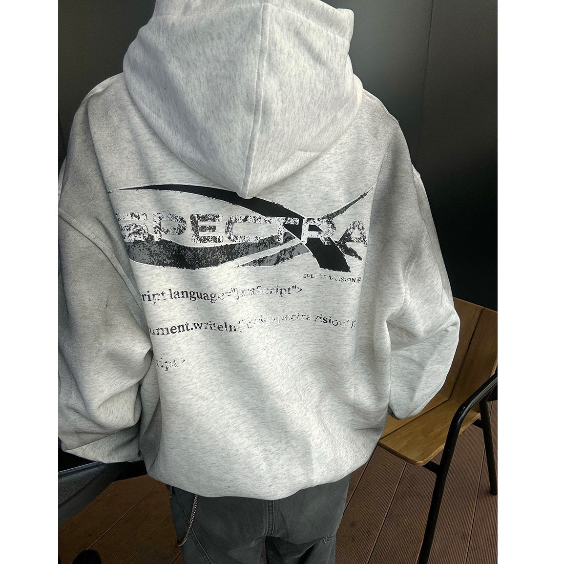 Dirty Spray Lettered Zip-Up Hooded Sweat MB7075