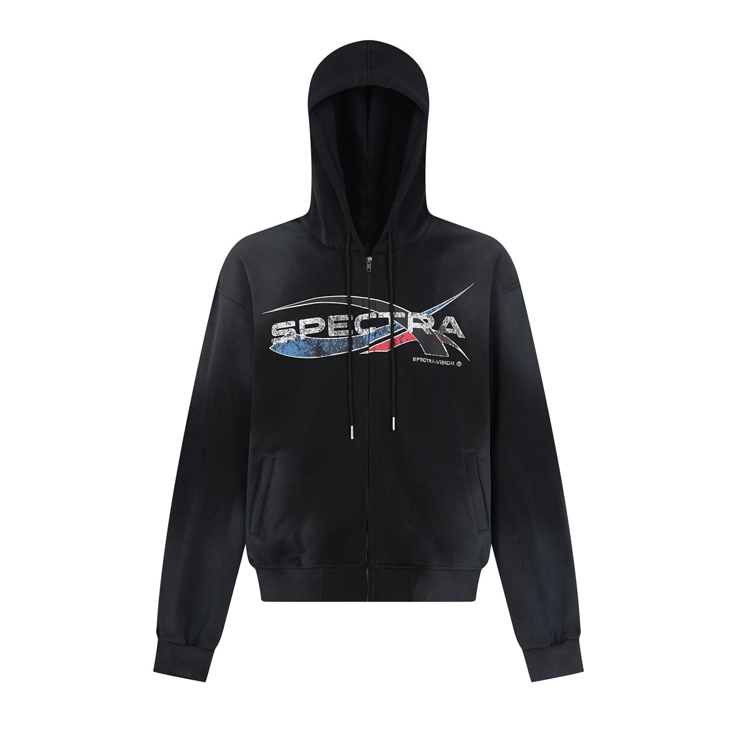 Dirty Spray Lettered Zip-Up Hooded Sweat MB7075