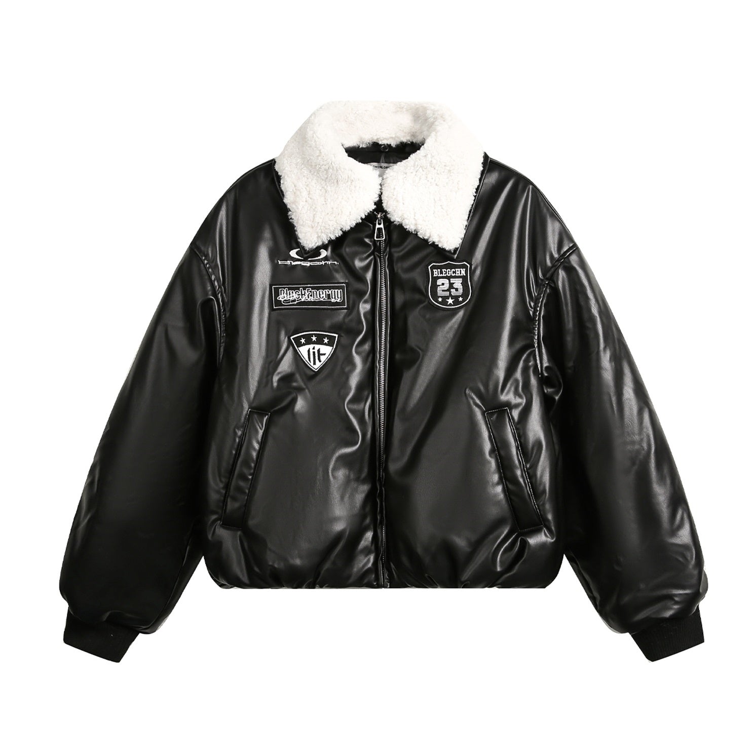 Detachable Fur Collar Motorcycle Short Warm Leather Jacket MB7172