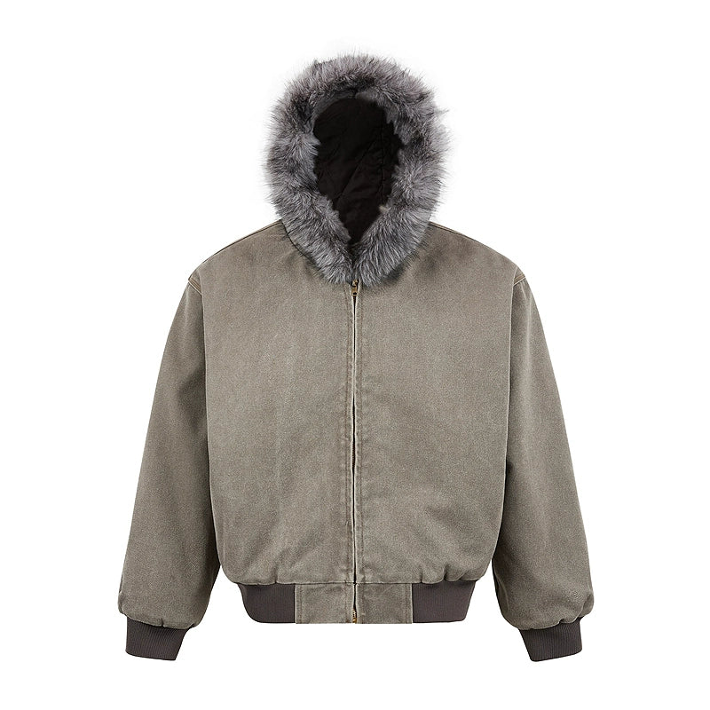 Fur Collar Hooded Wash Cotton Jacket MB7263