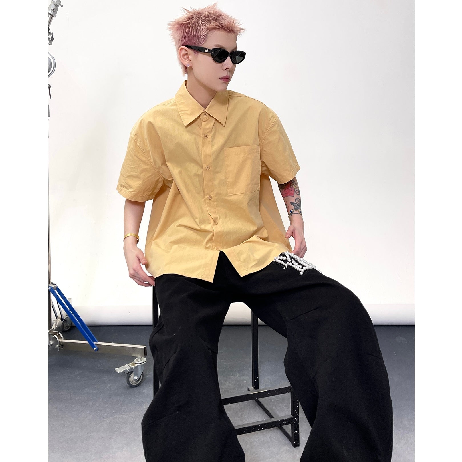 Solid Color Short Sleeve Shirt EAT135