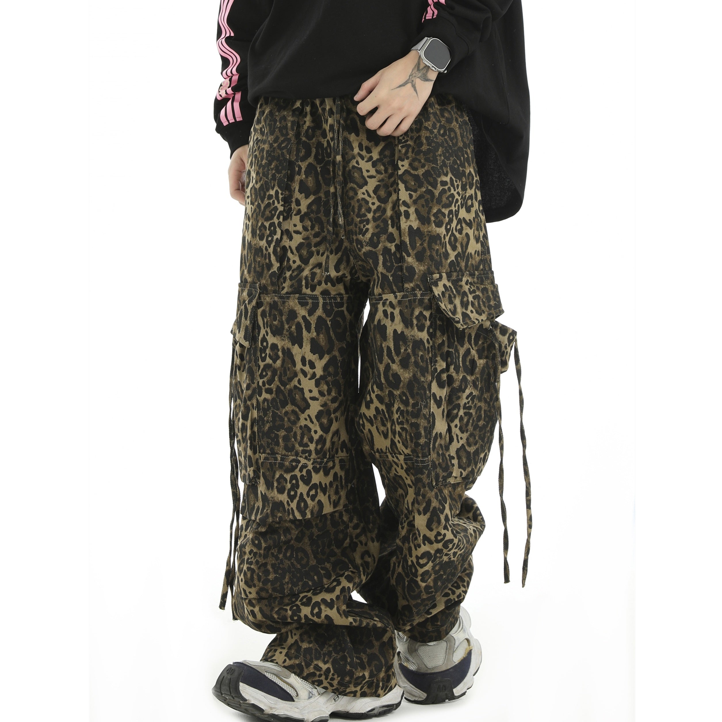 Leopard Print Large Pocket Cargo Pants IN7038