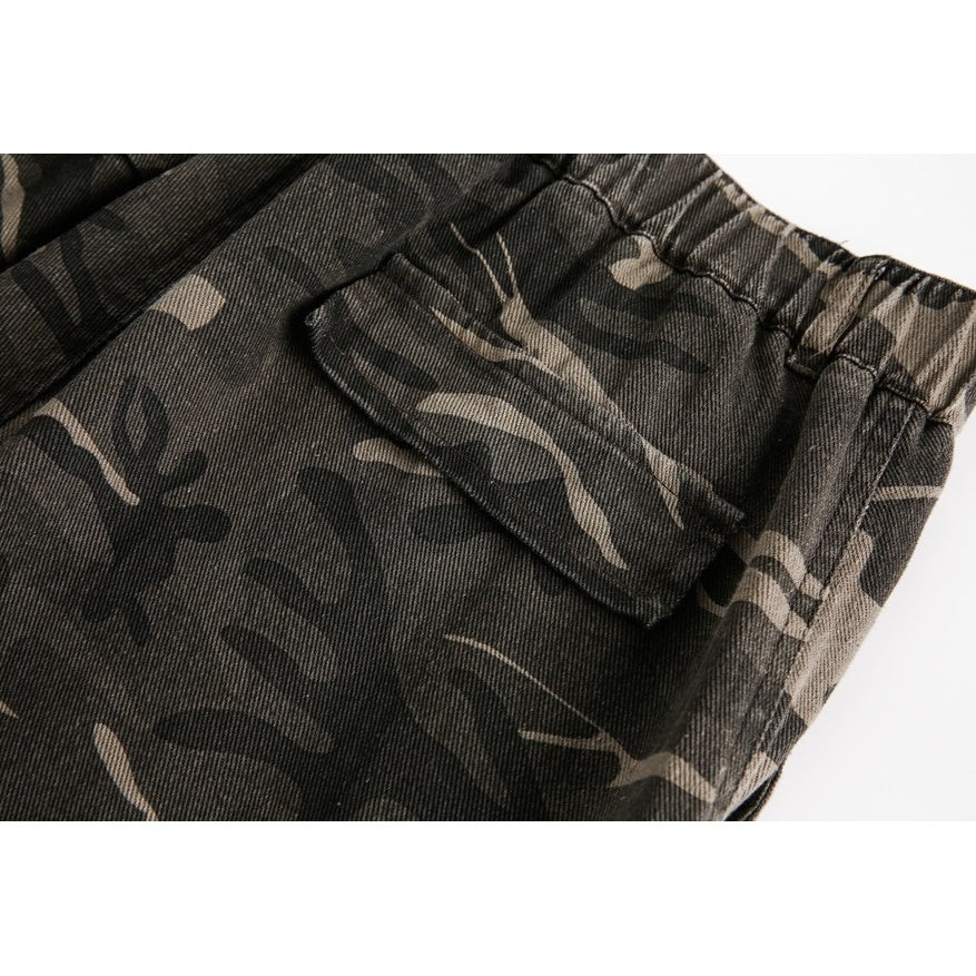 Camouflage Straight Switching Cargo Pants MB7184