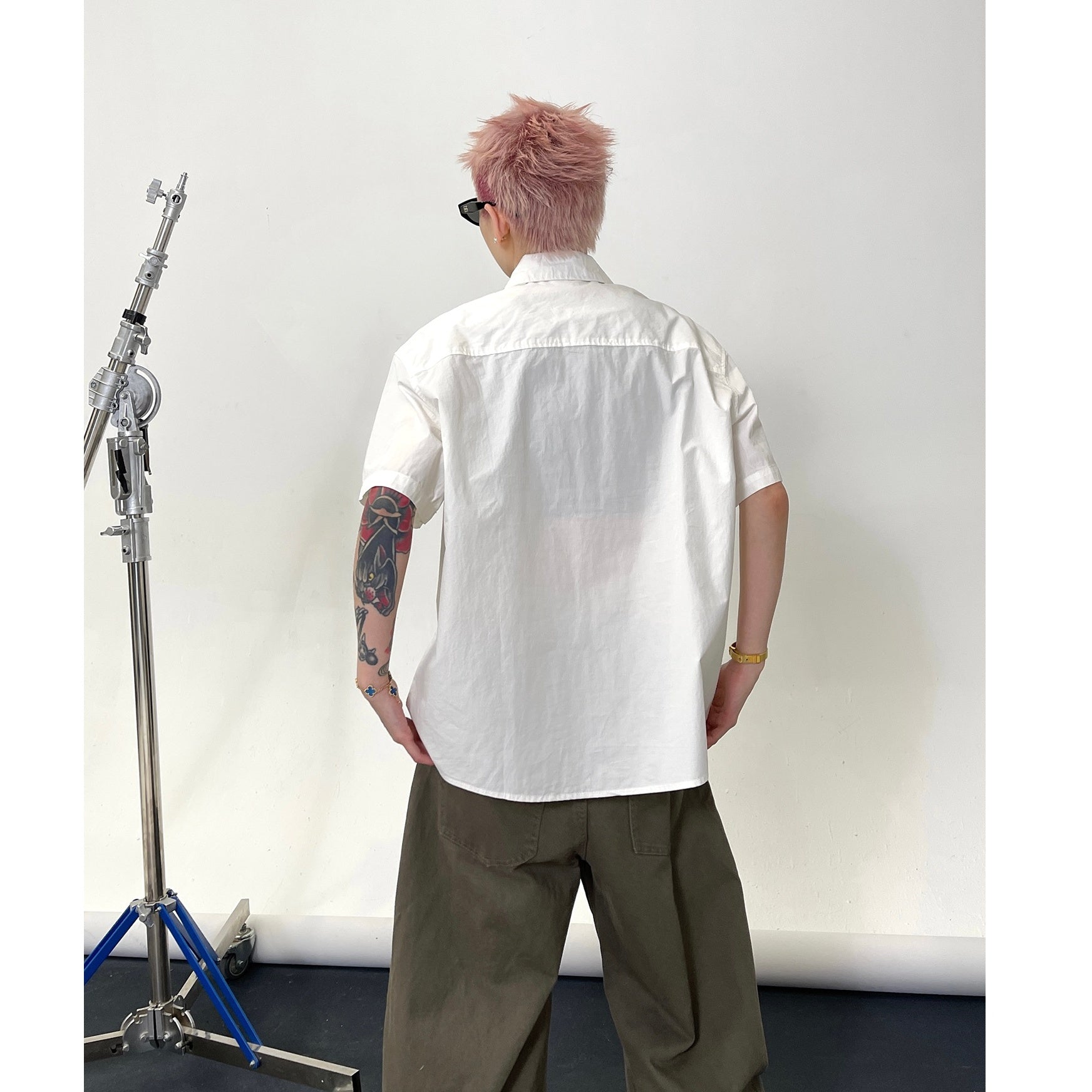 Solid Color Short Sleeve Shirt EAT135