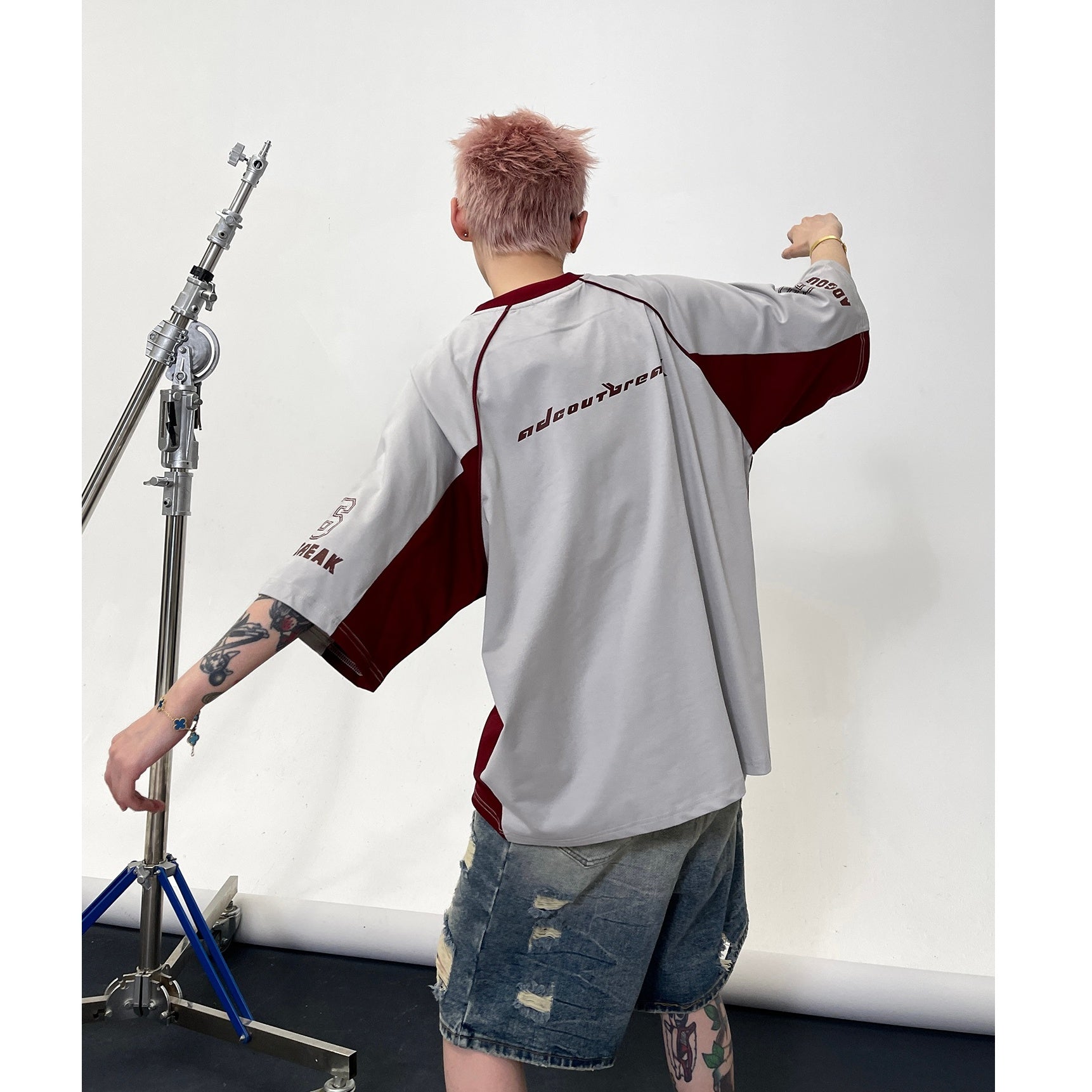 Racing Style Contrast Stitching T-shirts EAT139