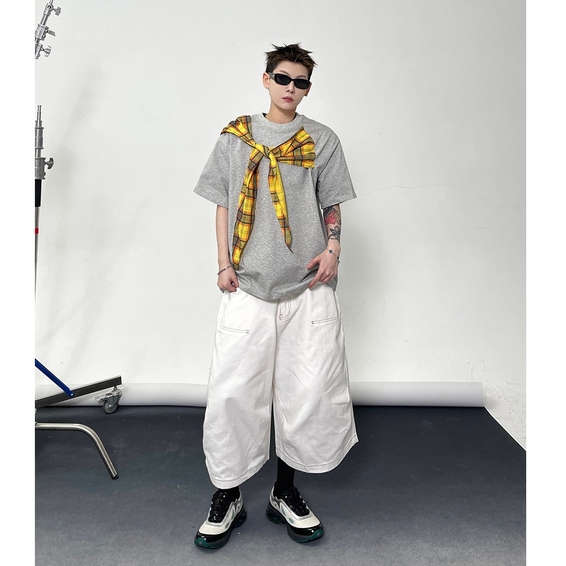 Washed Wide-leg Work Cropped Pants EAT118
