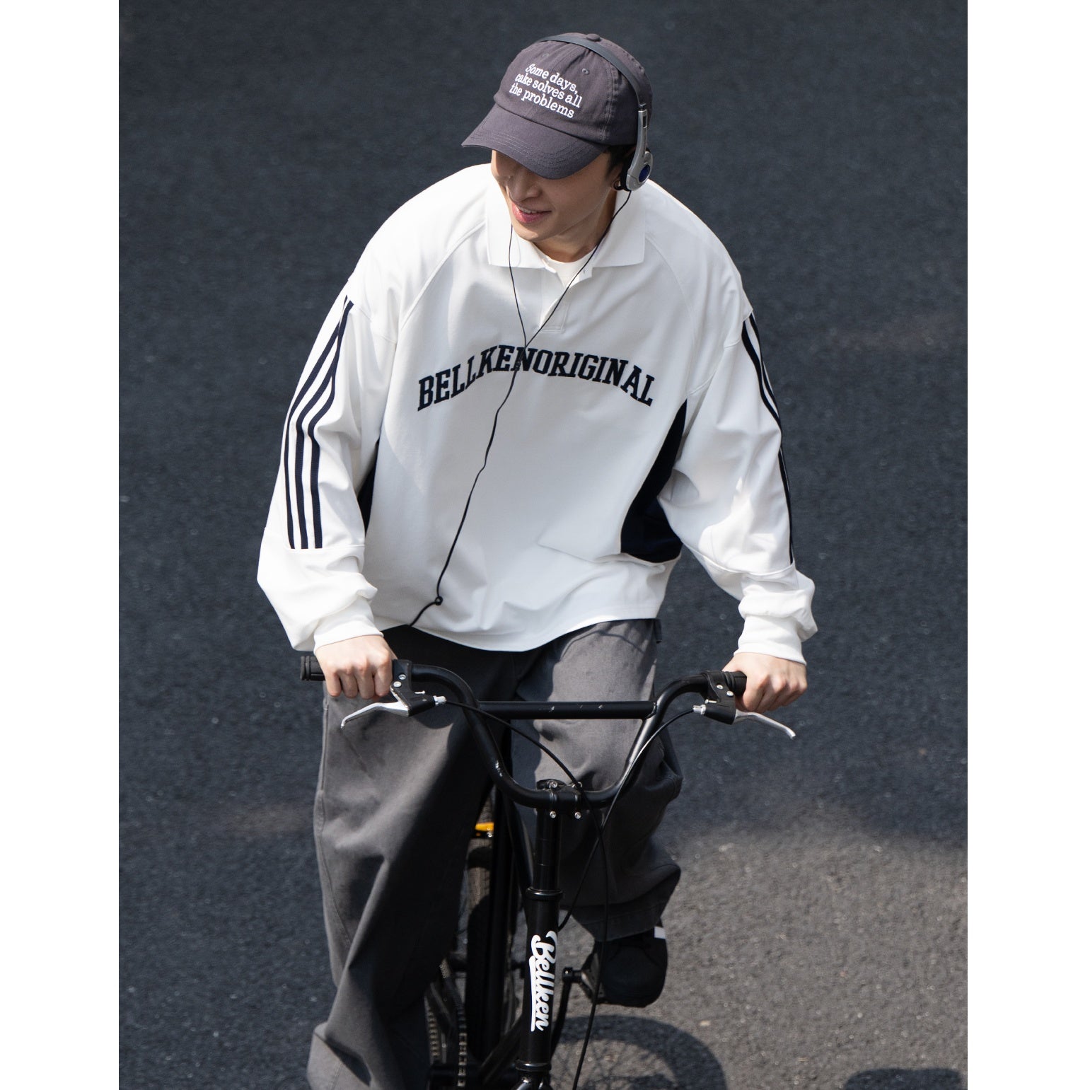 Three-bar Embroidered Long Sleeve Polo Shirt BI2018