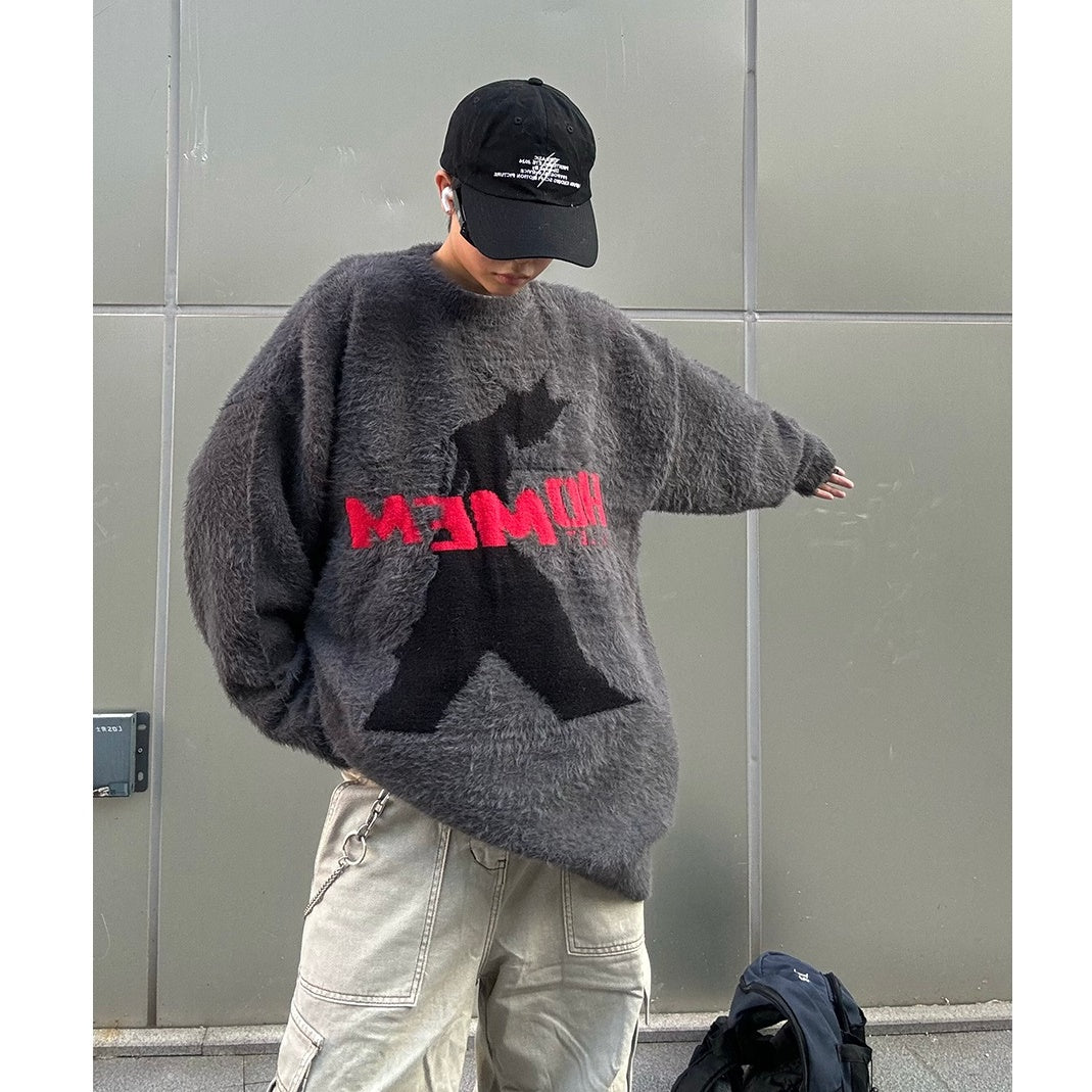 Street Pedestrian Letter Jacquard Loose Sweater MB7133